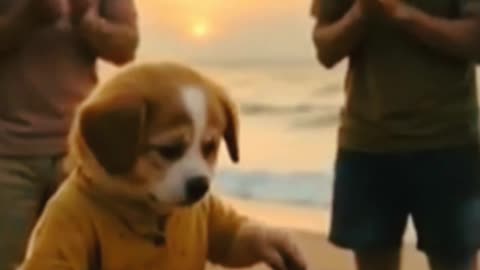 Poor Puppy work hard to earn Money