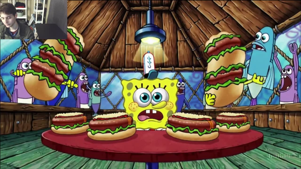 Outtake #3118 Of SpongeBob SquarePants Attempts The Vegan Hot Dog Eating Challenge Fake Funny Parody