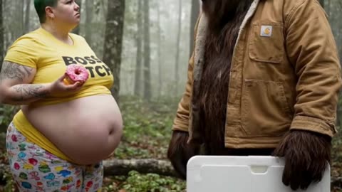 FAT GREEN HAIRED LIBERAL WOMAN GETS OWNED BY BIG FOOT. YOU GOTTA SEE THIS! #SHORT