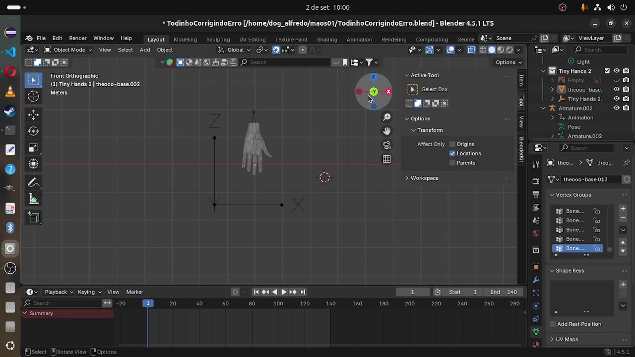 (malha distorcida)Tirando erro do modelo 3d devido a escala da malha e dos ossos