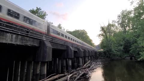 Amtrak's Blue Water as seen from the Lansing River Trail