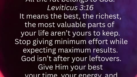 All the fat belongs to God