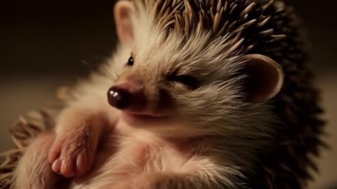 Sleepy hedgehog yawning