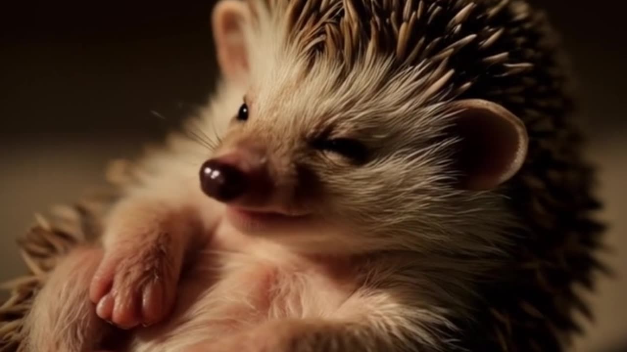 Sleepy hedgehog yawning
