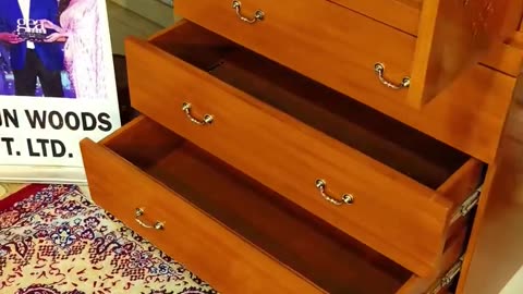 Teak wood Hom temple with LED light , a bhog tray , LED Light | 8 cabinets | Pocket doors |