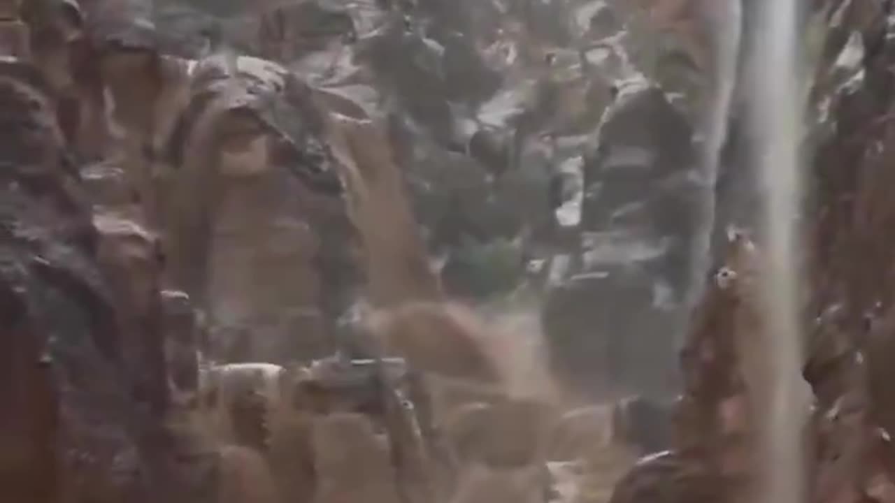 Look at the crazy flash flood in Petra, Jordan.
