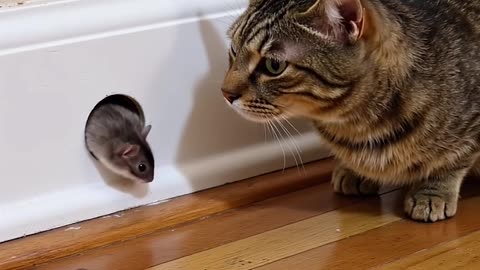 Shocking! Watch This Mouse Come Face To Face With House Cat!