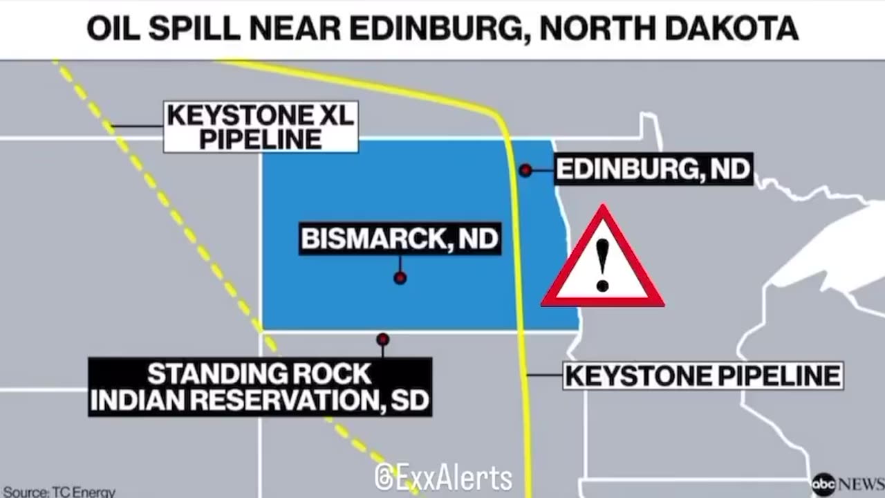 The Keystone Pipeline has RUPTURED. Oil spill near Edinburgh, North Dakota