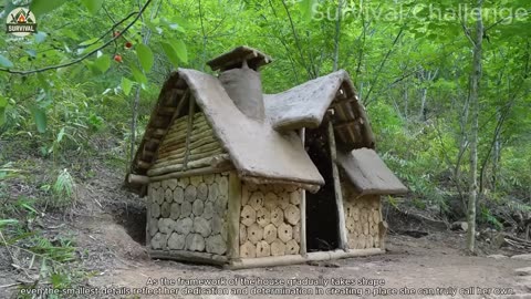 Beautifull girl build a house in the wild - the stunning result will leave you speechless