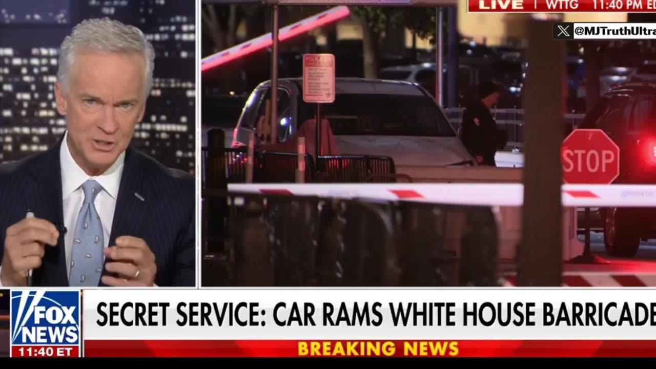BREAKING — Car rams barrier outside the White House, driver taken into custody.
