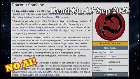 The Draconis Combine (No AI) - 13 September 2025