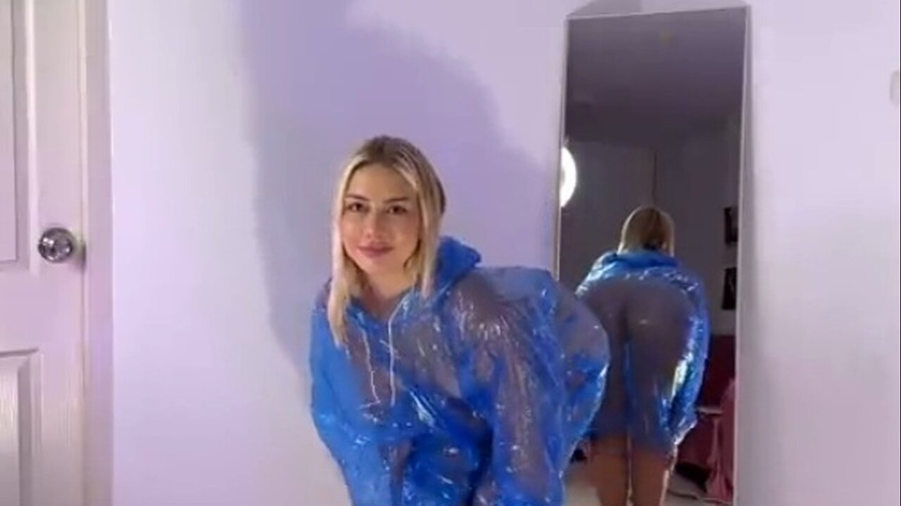 Spicy raincoat try on