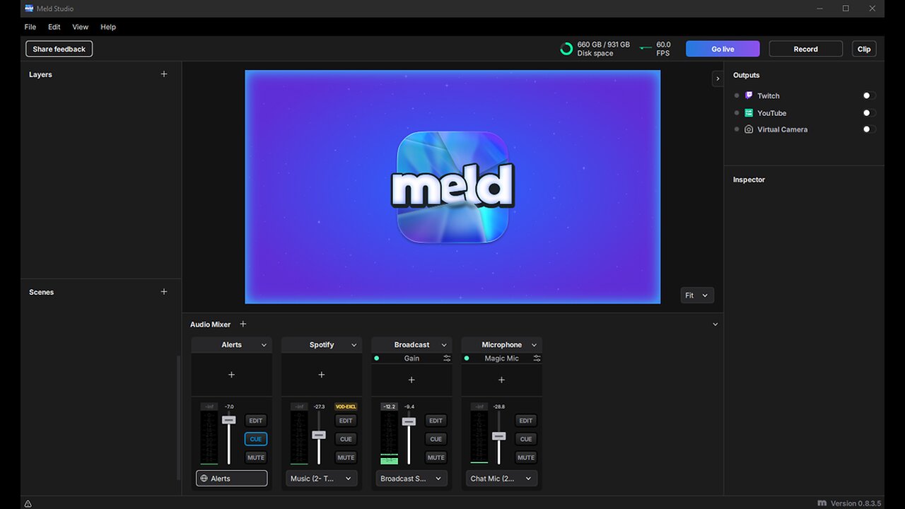 Testing Direct RTMP with Meld Studio
