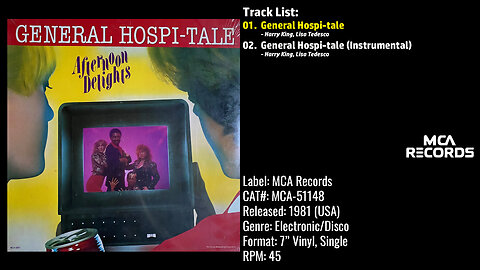 The Afternoon Delights – General Hospi-tale (Full Record) – 1981– CAT.# MCA-51148