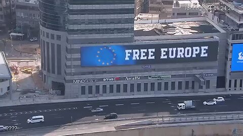 Free Europe sign in Tel Aviv.