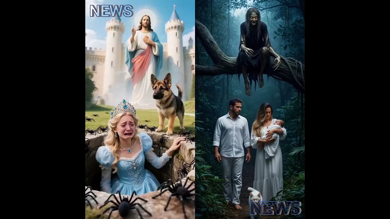 The enemies throw a girl's mother into a well, while a demon snatches a child from its parents arms.