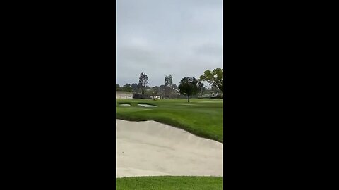 A plane crash-lands at the Riviera Country Club in Pacific Palisades, Los Angeles, California.