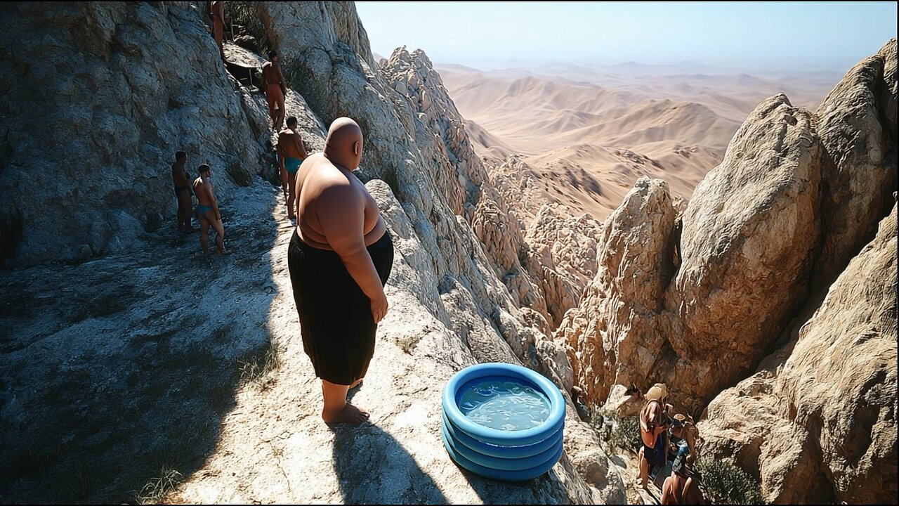 GIANT Cliff Dive into a KIDDIE Pool – AI Video You Won’t Believe!