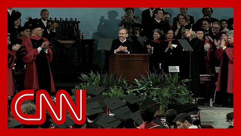 Harvard president gets a minute-long standing ovation as commencement program starts