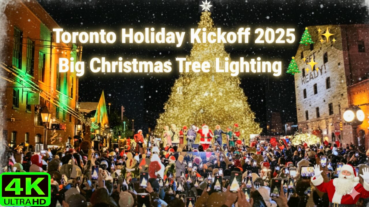 【4K】Canada’s Iconic Christmas Tree Lights Up🎄Winter Village Toronto 🇨🇦