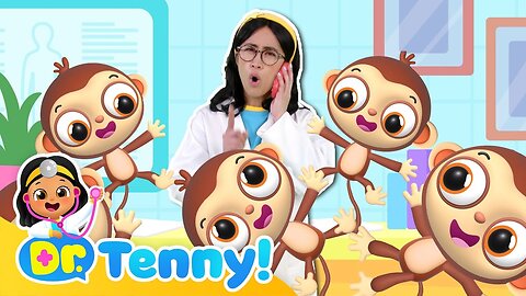 Five Little Monkeys Jumping on the Bed with Doctor Tenny🐵 | Animal Song | Nursery Rhyme | Hey Tenny!