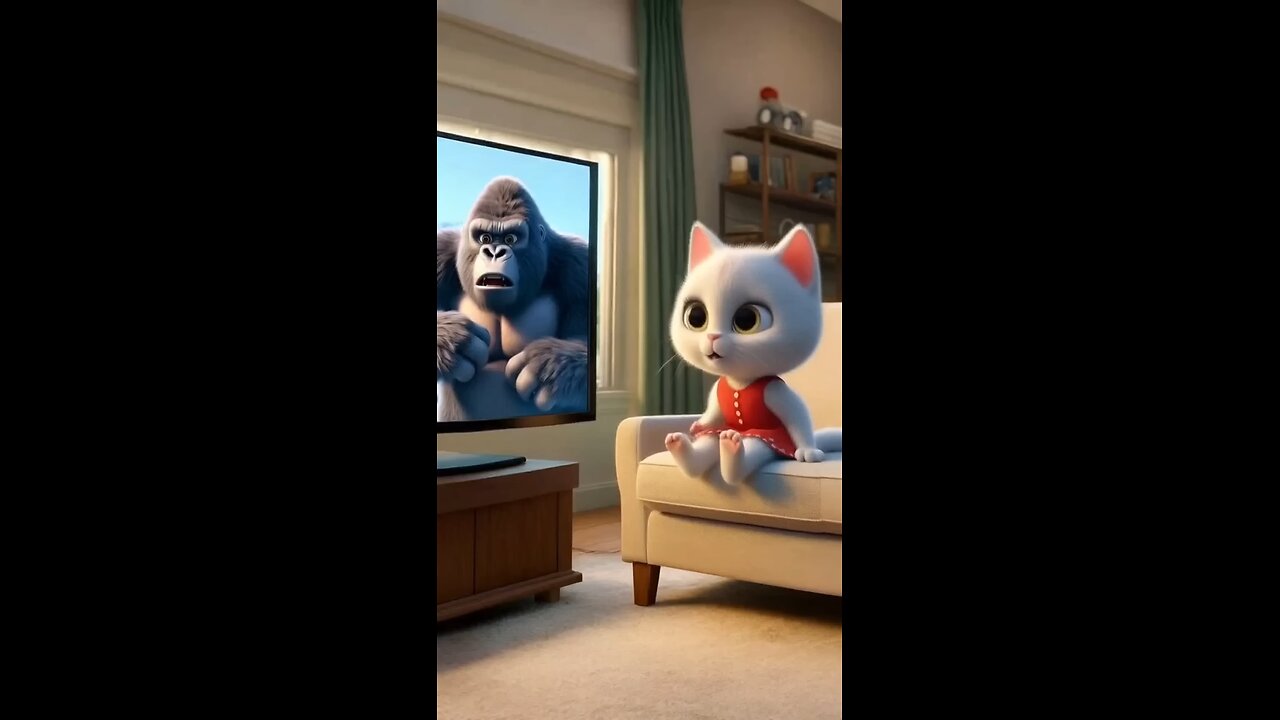 cute kitten of cat be friend King Kong at beach #cat #cutecat #catlover