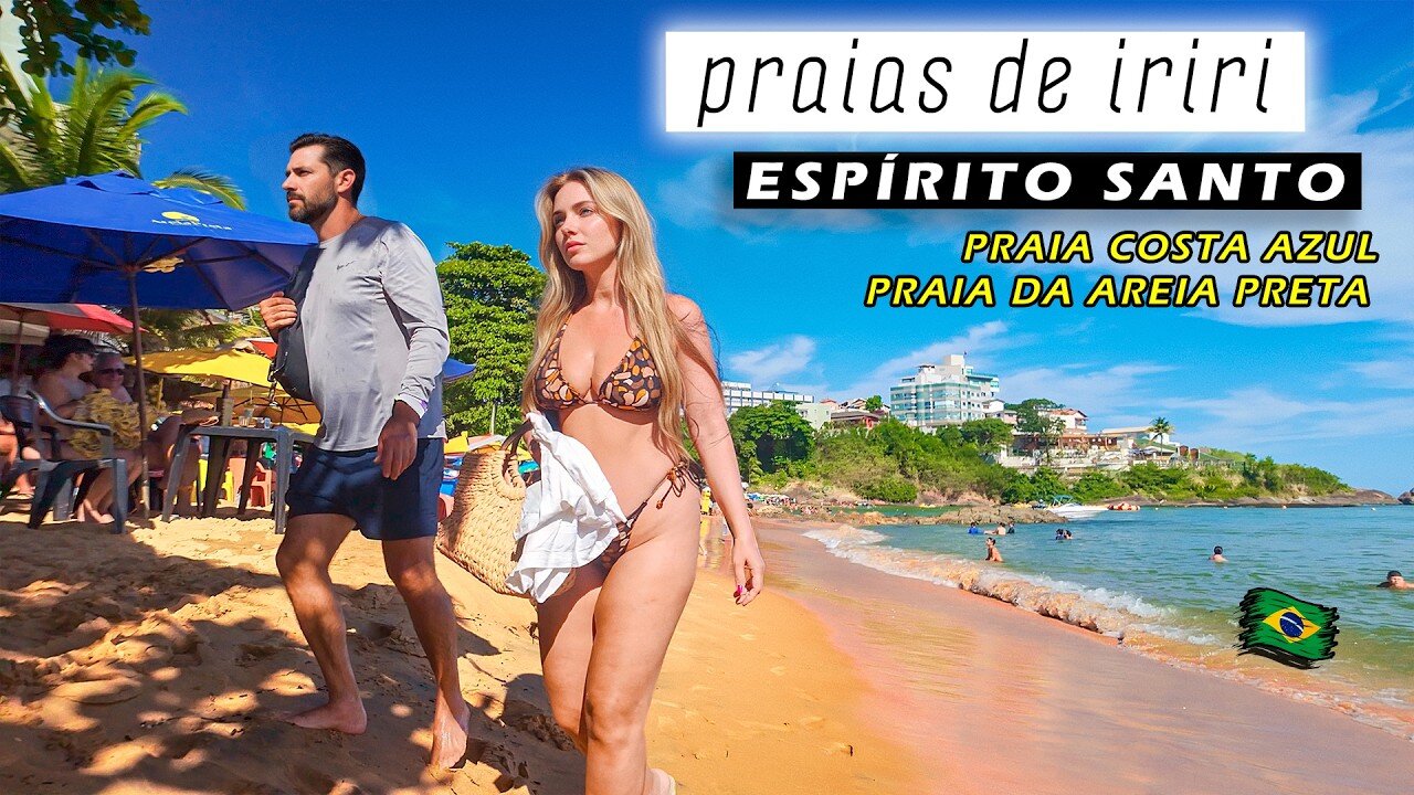 Walking at Iriri Beach: Costa Azul & Areia Preta Beaches — Espírito Santo, Brazil 🇧🇷 【 4K UHD 】