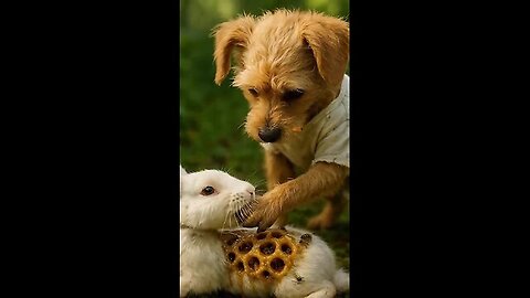 🐶 Cute Dog Rescues Bunny from Bees! 🐰✨ #doglover #heartwarming