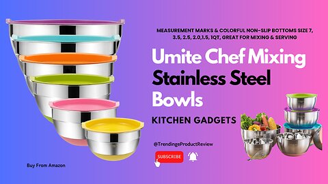 Umite Chef Mixing Stainless Steel Bowls with Airtight Lids