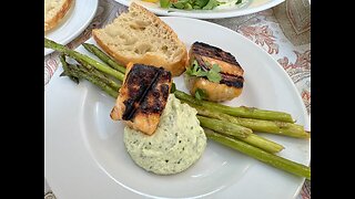 🌿 Lemon Garlic Salmon with Herb-Whipped Feta + Delicious Asparagus