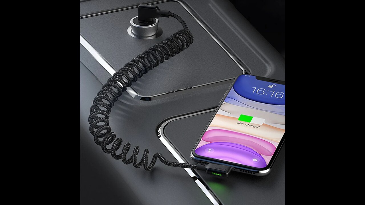 90 Degree 1.8m Coiled Charging Cable, with 3A Fast Charging & Indicator, Support Data Transmission