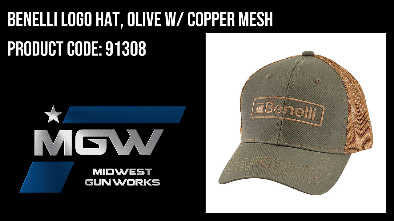 Benelli Logo Hat, Olive w/ Copper Mesh - 91308