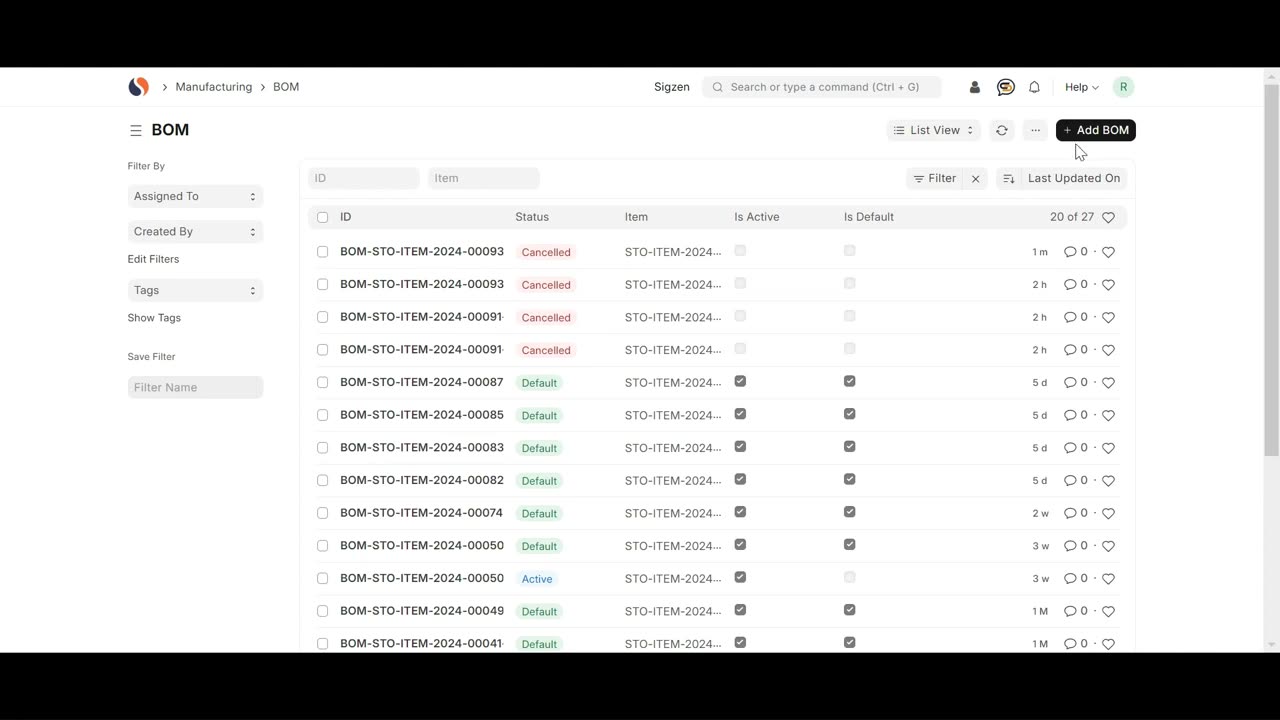 SigzenERP -Discover the Secrets of Creating a Bill of Materials (BOM)