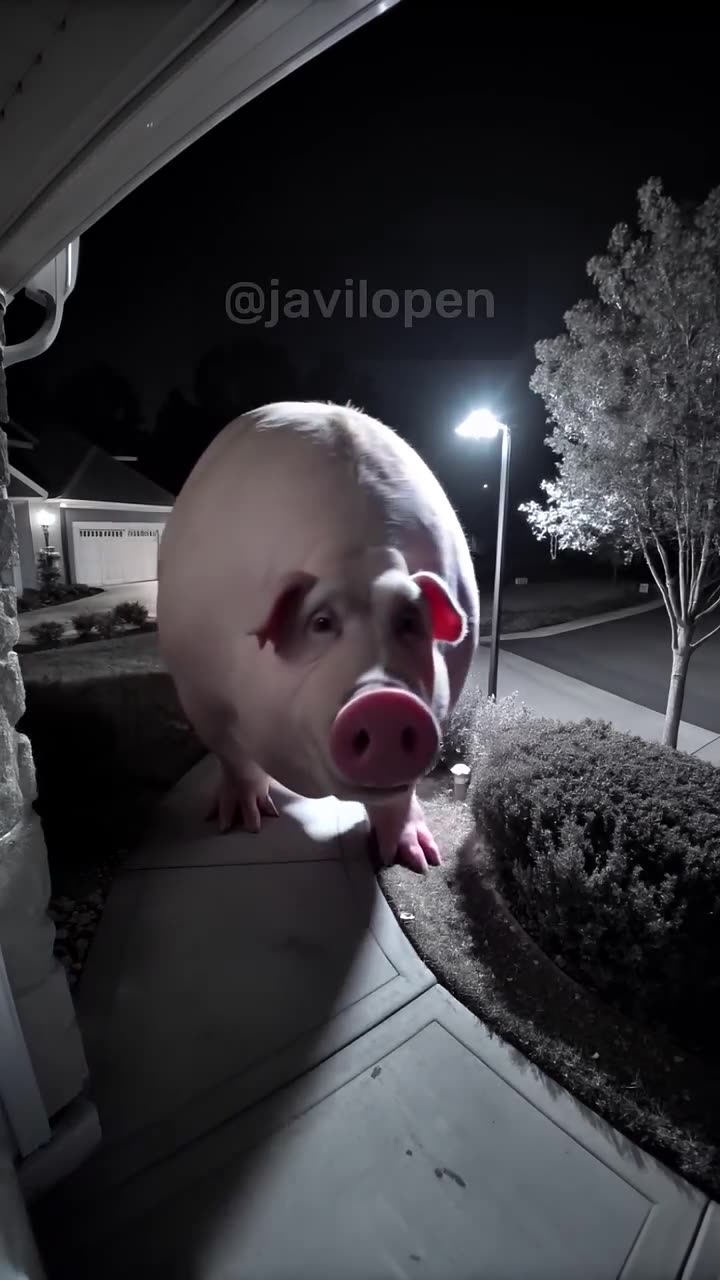 Huge pig caught on CCTV