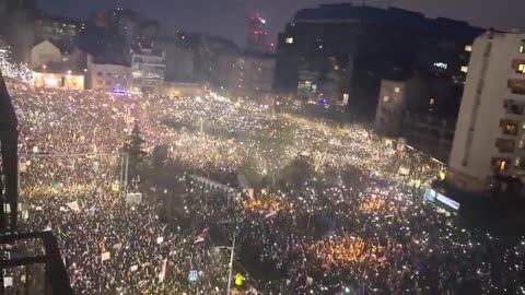 Serbian capital is out on the streets tonight protesting against President Vucic.