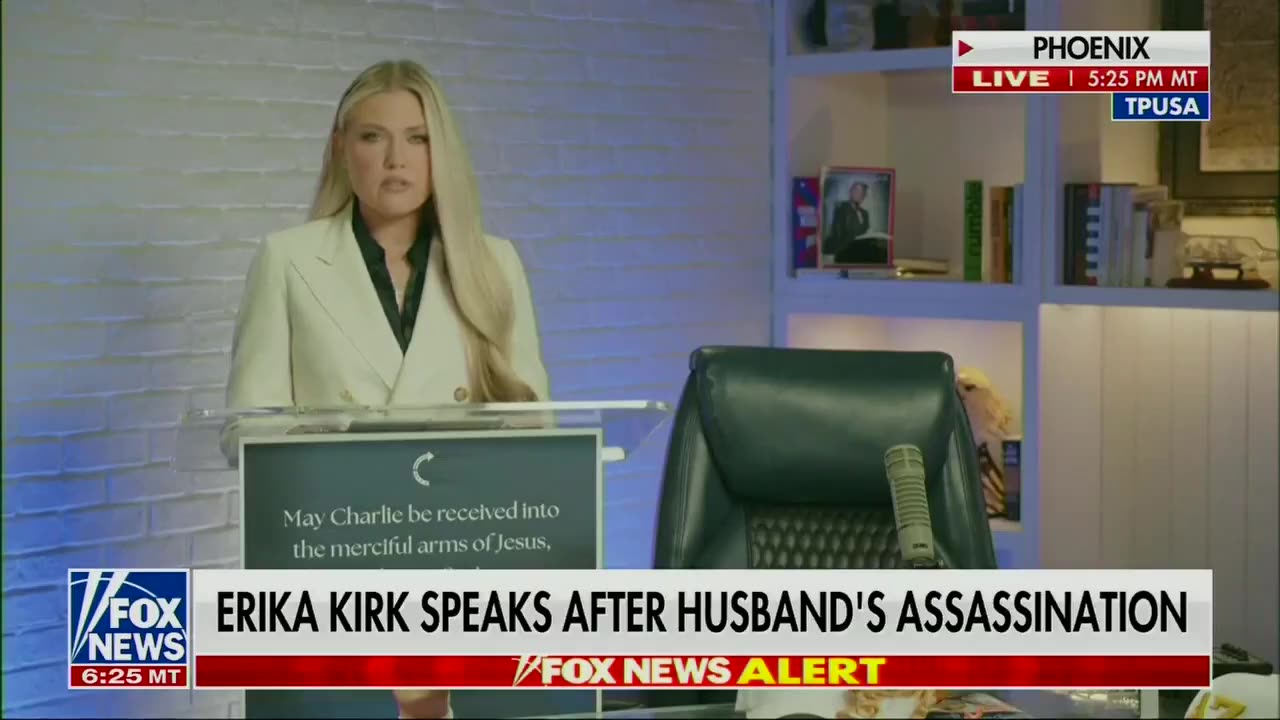 The FULL video of Mrs. Erika Kirk speaking tonight