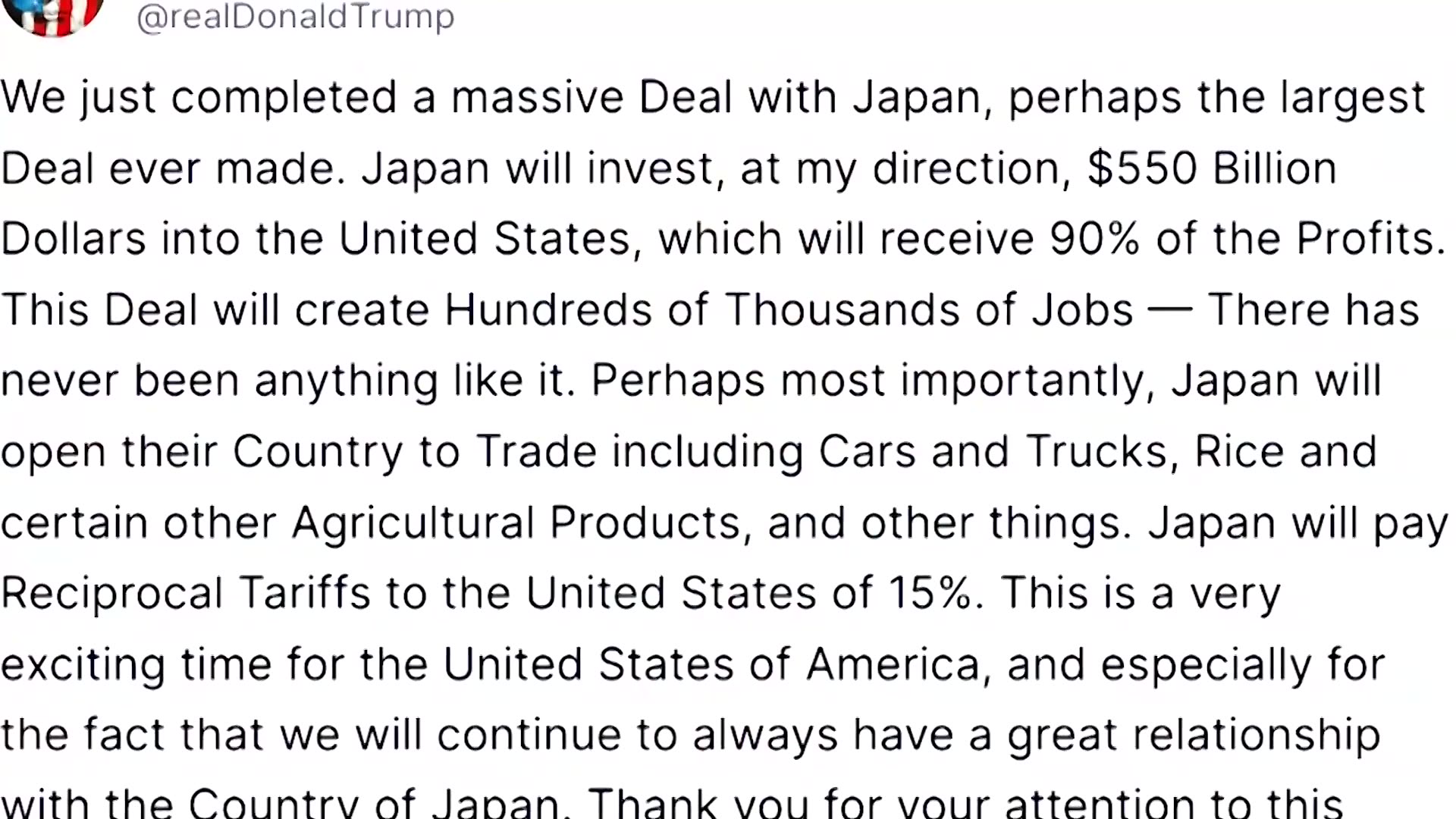 Trump strikes trade deal with Japan, including 15% tariff