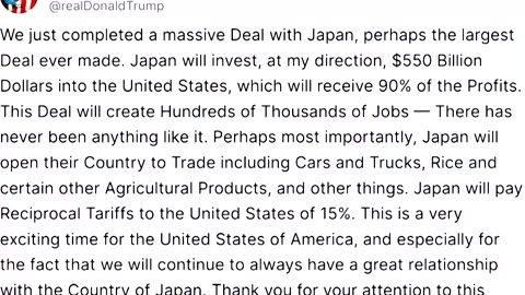 Trump strikes trade deal with Japan, including 15% tariff