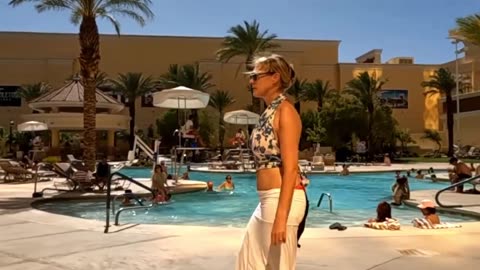 Catching rays on a hot weekend in Las Vegas: Chilling out in the pool before going back into the AC