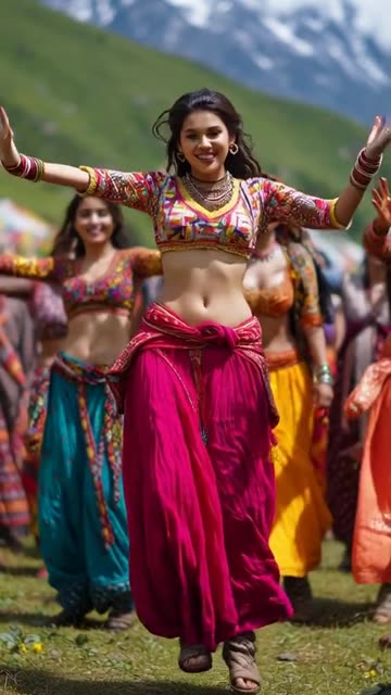 garhwaali girls dance group dancing in valley of flowers and impressing handsome
