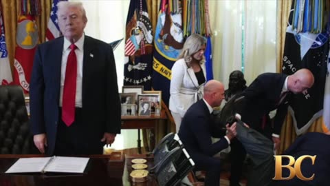 Healthcare boss collapses behind Trump during weight-loss jab announcement