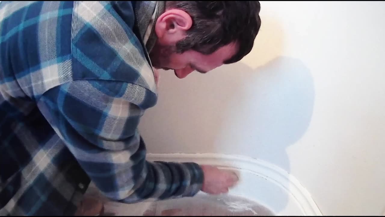 Profile skirting boards filler sanding and shaping prior to caulking and painting.
