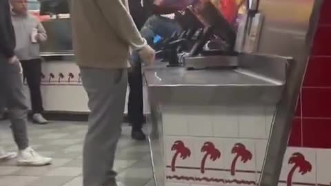 In N Out handles customer who hopped over the counter. FAFO