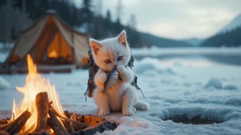 EPIC Cat CAMPING 🏕️ and Ice Fishing 🎣 🙀