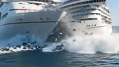 Amazing: Unexpected Crash — Two Cruise Ships Cross Paths Near the Port!