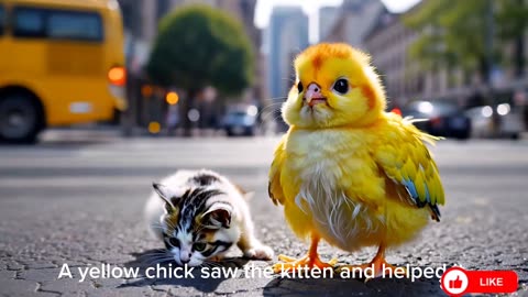 The cat and Yellow Chicks