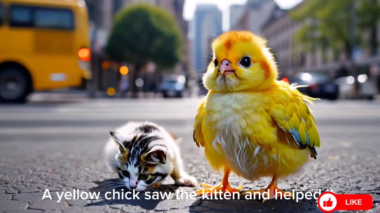 The cat and Yellow Chicks