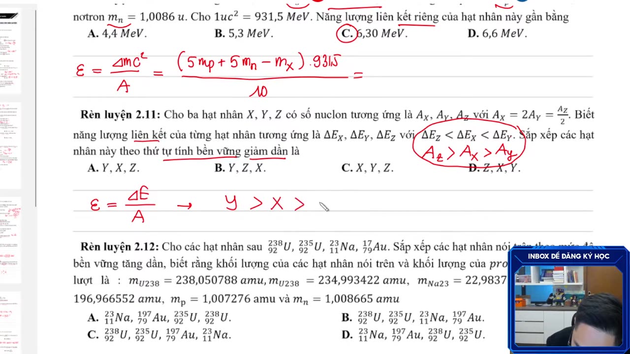 CHUA BAI BÀI 2 NĂNG LƯỢNG LIÊN KẾT HẠT NHÂN P2 THẦY VŨ TUẤN ANH