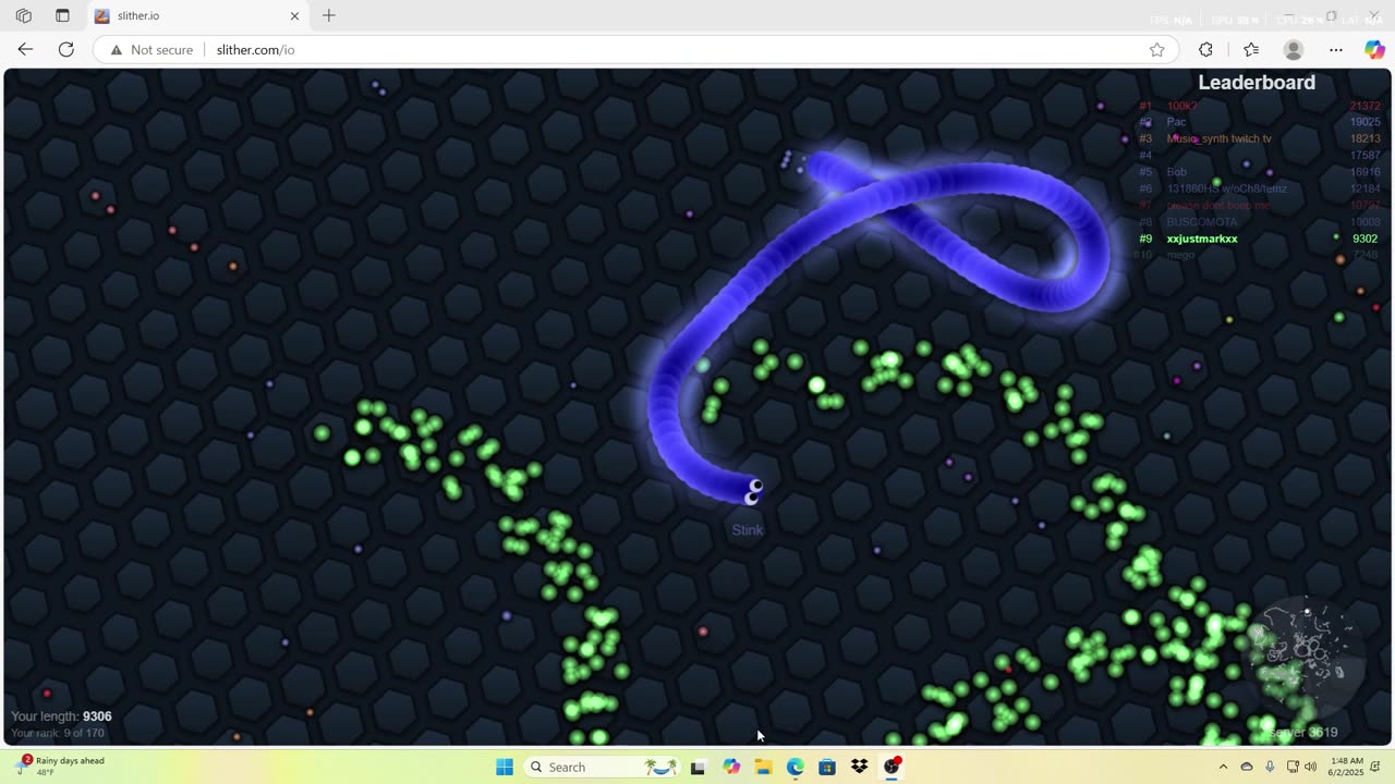 I WAS #9 FOR A MINUTE SMH LOL #slitherio #slitheriofunny #slitheriobestscore