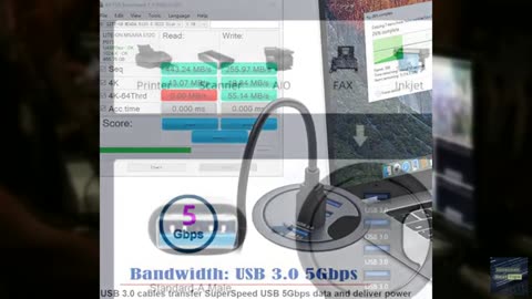 Cablecc 4 Ports USB 3.0 Hub USB Splitter 60mm Desk Grommet Dock Station Interfac
